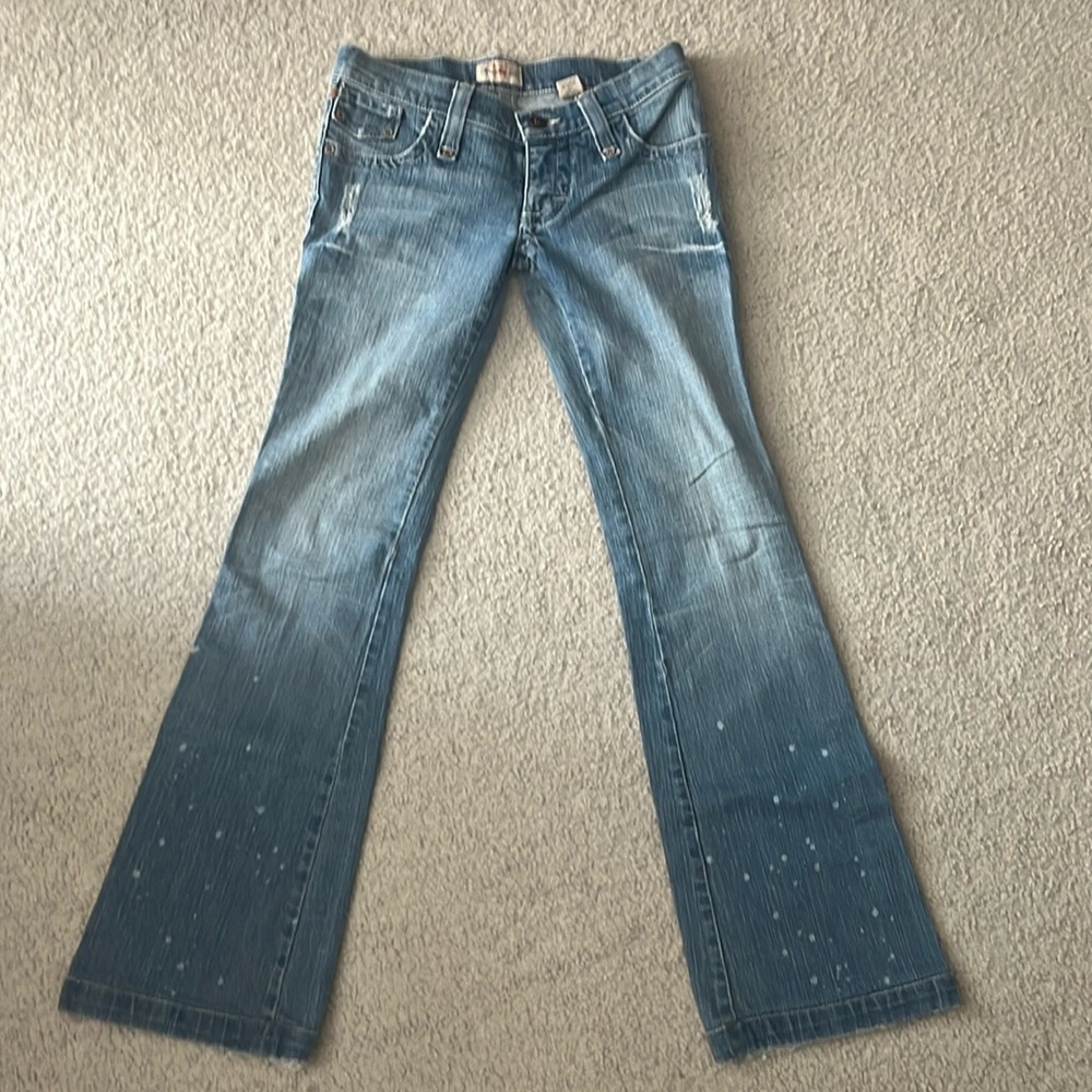 Frankie B Distressed Splatter Flare Jeans